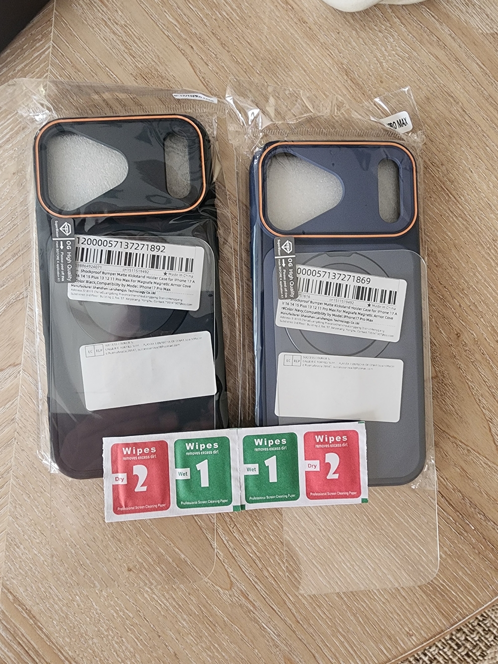 2 Phone Cases for Iphone 17 Pro Max with screen protector - Black / Navy